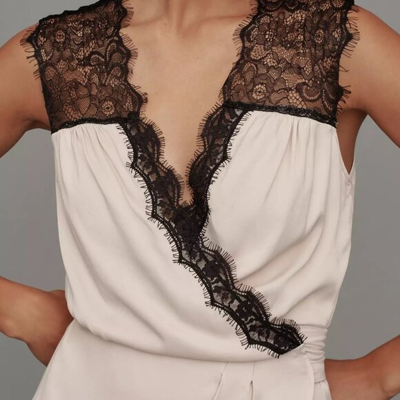 By Anthropologie Sleeveless V-Neck Lace Wrap Midi Dress size XL new nwt - Picture 3 of 6